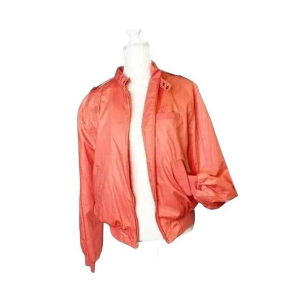 vintage Peter England Windbreaker bomber Jacket sz L retro full zip orange - Picture 3 of 11